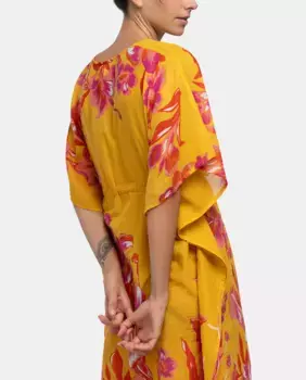 Хлопковый кафтан Oceans Diary с цветочным принтом Abbacino, желтый
