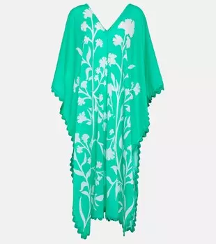 Хлопковый кафтан с цветочным принтом Juliet Dunn, зеленый