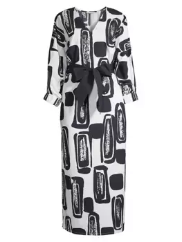 Хлопковый кафтан с поясом Rosa Frances Valentine, цвет oyster black