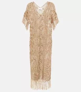 Хлопковый кафтан savannah крючком. Anna Kosturova, золото