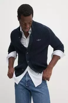 Хлопковый кардиган Aeronautica Militare, темно-синий