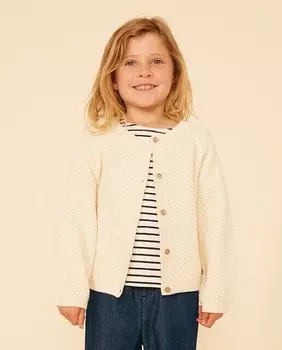 Хлопковый кардиган для девочки Petit Bateau, бежевый