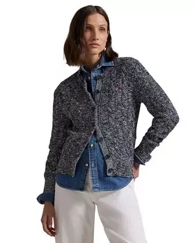 Хлопковый кардиган фактурной вязки Lauren Ralph Lauren, мультиколор