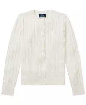 Хлопковый кардиган косой вязки для больших девочек Polo Ralph Lauren