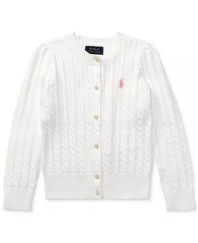 Хлопковый кардиган косой вязки для малышей и маленьких девочек Polo Ralph Lauren
