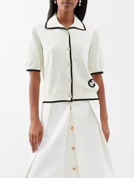 Хлопковый кардиган косой вязки interlocking g Gucci, белый