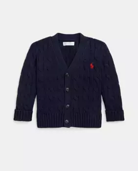 Хлопковый кардиган на мальчика на пуговицах Polo Ralph Lauren, темно-синий
