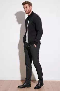 Хлопковый кардиган на молнии с воротником-стойкой и карманами 456210 Buratti, антрацит