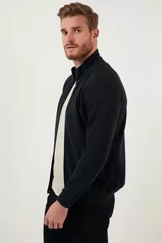 Хлопковый кардиган на молнии с воротником-стойкой и карманами 456210 Buratti, темно-синий