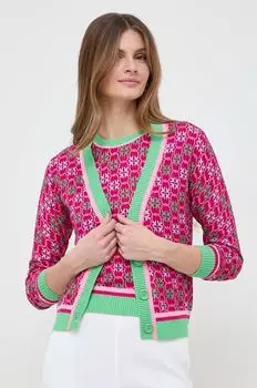Хлопковый кардиган Pinko, розовый