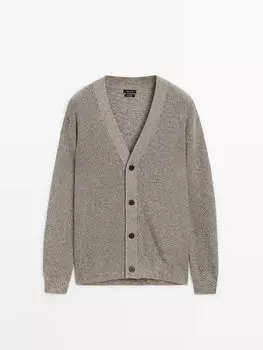 Хлопковый кардиган с деталями из мулине Massimo Dutti, серый