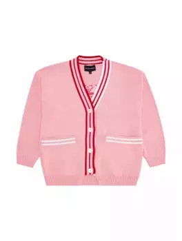 Хлопковый кардиган с логотипом EMPORIO ARMANI, розовый