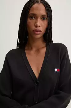 Хлопковый кардиган Tommy Jeans, черный