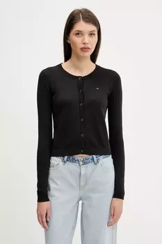 Хлопковый кардиган Tommy Jeans, черный