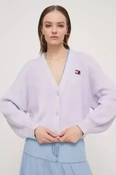Хлопковый кардиган Tommy Jeans, фиолетовый