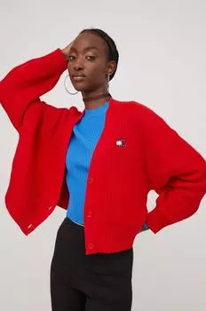 Хлопковый кардиган Tommy Jeans, красный