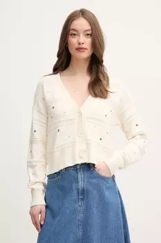 Хлопковый кардиган United Colors Of Benetton, бежевый