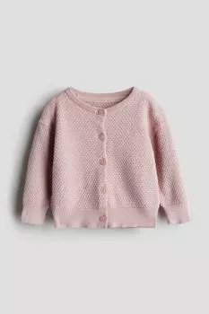 Хлопковый кардиган узорной вязки H&M, розовый