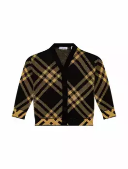 Хлопковый кардиган в клетку Burberry, мультиколор