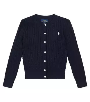 Хлопковый кардиган вязки косами Polo Ralph Lauren, синий