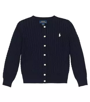 Хлопковый кардиган вязки косами Polo Ralph Lauren, синий