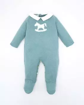 Хлопковый комбинезон для девочки голубого цвета Fina Ejerique, светло-синий