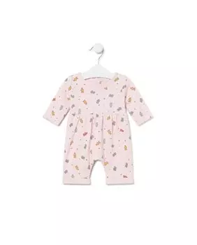 Хлопковый комбинезон для девочки с подвесками в виде мишек Tous, розовый