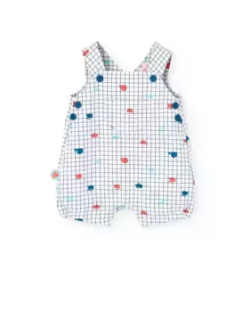 Хлопковый комбинезон для мальчика с принтом в клетку Boboli, белый