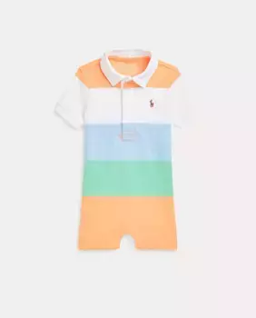 Хлопковый комбинезон для мальчика с воротником-поло Polo Ralph Lauren, мультиколор