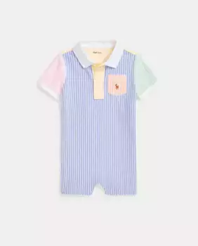Хлопковый комбинезон для мальчиков с вышитой лошадкой Polo Ralph Lauren, синий