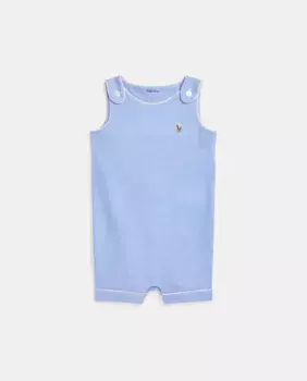 Хлопковый комбинезон для мальчиков с вышитой лошадкой Polo Ralph Lauren, голубой