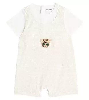 Хлопковый комбинезон для малышей с логотипом Dolce&Gabbana, бежевый