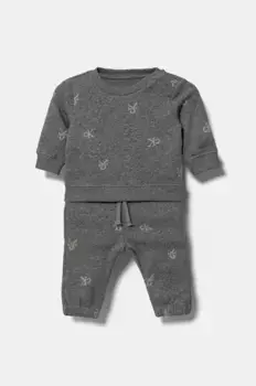 Хлопковый комбинезон для новорожденных Calvin Klein Jeans, серый