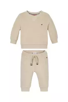 Хлопковый комбинезон для новорожденных Tommy Hilfiger, бежевый
