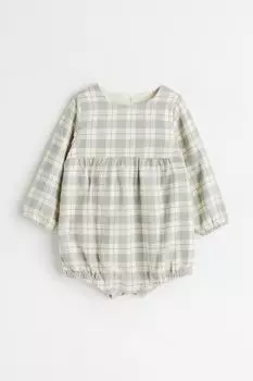Хлопковый комбинезон H&M, белый/серый в клетку