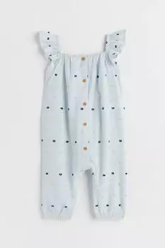 Хлопковый комбинезон H&M, голубой/полосатый