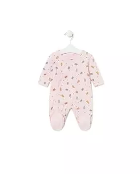 Хлопковый комбинезон-перекресток для девочки с бантиком и подвесками в виде мишек Tous, розовый