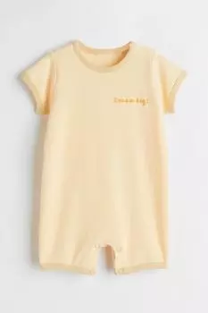 Хлопковый комбинезон с короткими рукавами H&amp;M, светло-желтого