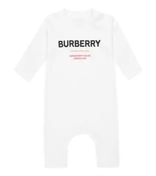 Хлопковый комбинезон с логотипом baby Burberry Kids, белый