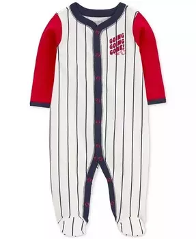 Хлопковый комбинезон с ногами для сна и игр в бейсболе для маленьких мальчиков Carter'S, белый