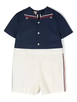 Хлопковый комбинезон с полосками Gucci Kids, синий