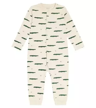 Хлопковый комбинезон с принтом baby birk Liewood, зеленый