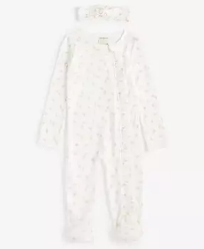 Хлопковый комбинезон с принтом для маленьких девочек Secret Garden First Impressions, белый