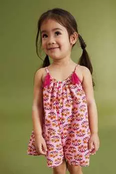 Хлопковый комбинезон с принтом Next, розовый