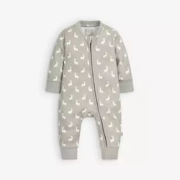 Хлопковый комбинезон с принтом зайца 0-12 месяцев The Little Tailor, серый
