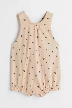 Хлопковый комбинезон с рисунком H&M, бежевый/горошек