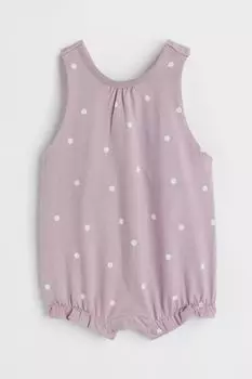 Хлопковый комбинезон с рисунком H&amp;M, фиолетовый/горошек