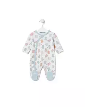 Хлопковый комбинезон с запахом для мальчика с мишками и полосками Tous, синий