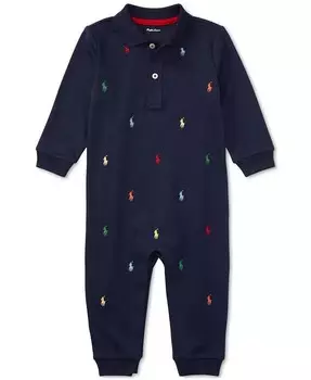 Хлопковый комбинезон Schiffli для маленьких мальчиков Polo Ralph Lauren, синий