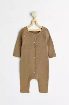 Хлопковый комбинезон в рубчик H&amp;M, темно-бежевый